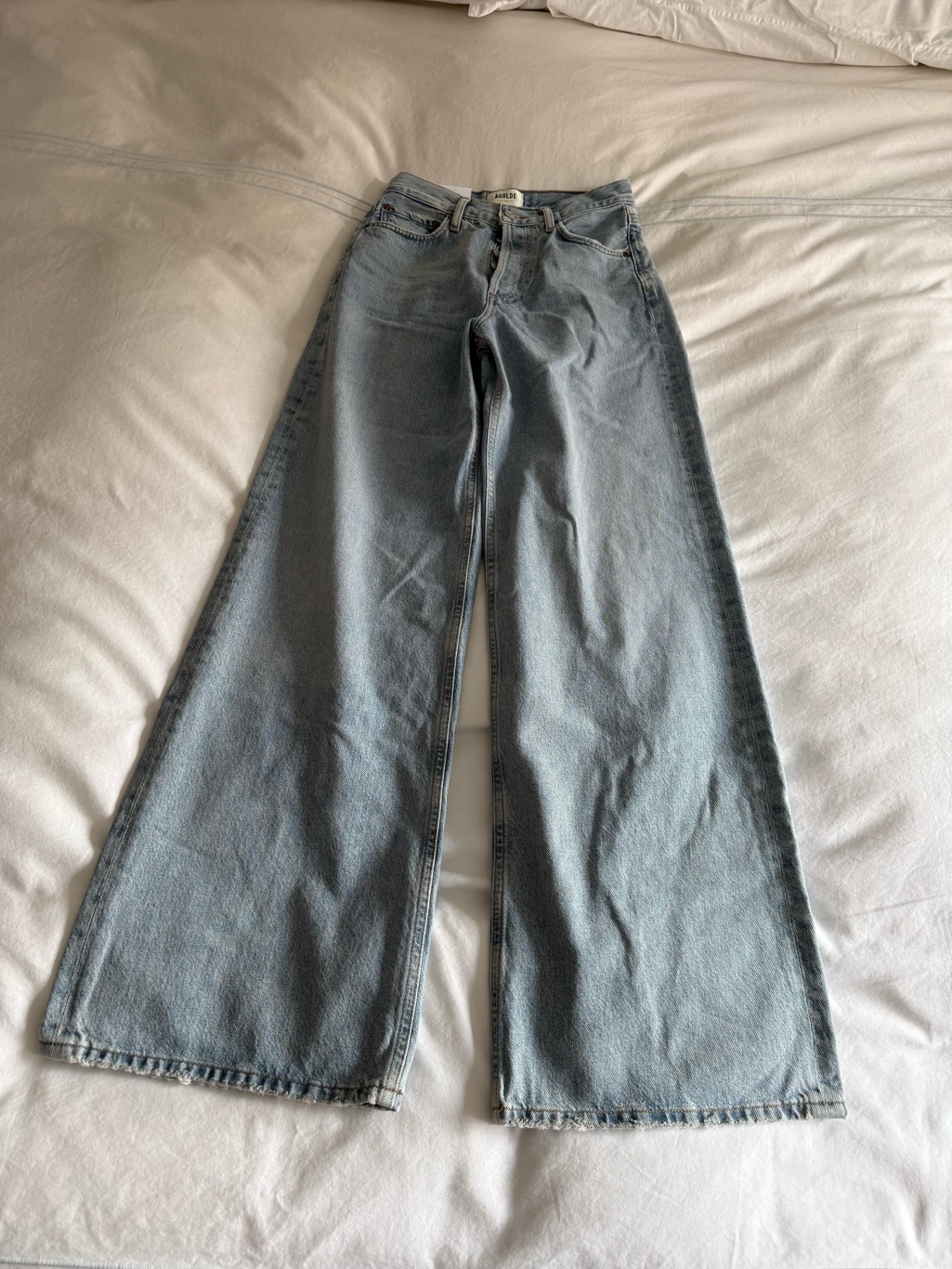 Nwt Agolde Dame High Rise Wide Leg Denim - Conflict, Size 24 — image 4 of 6